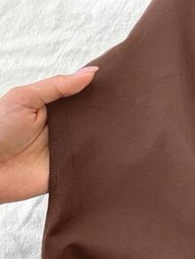 Tseoso 95%纯棉露肩连体衣，百搭休闲装，棕色 - 棕色 - 查看 4