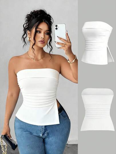 Elenzga Plus Size Women's Casual Versatile Tube Top