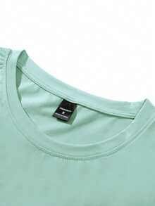 Manfinity Homme T-shirt imprimé mode à manches courtes et encolure dégagée pour hommes, été - Vert menthe - Voir 4
