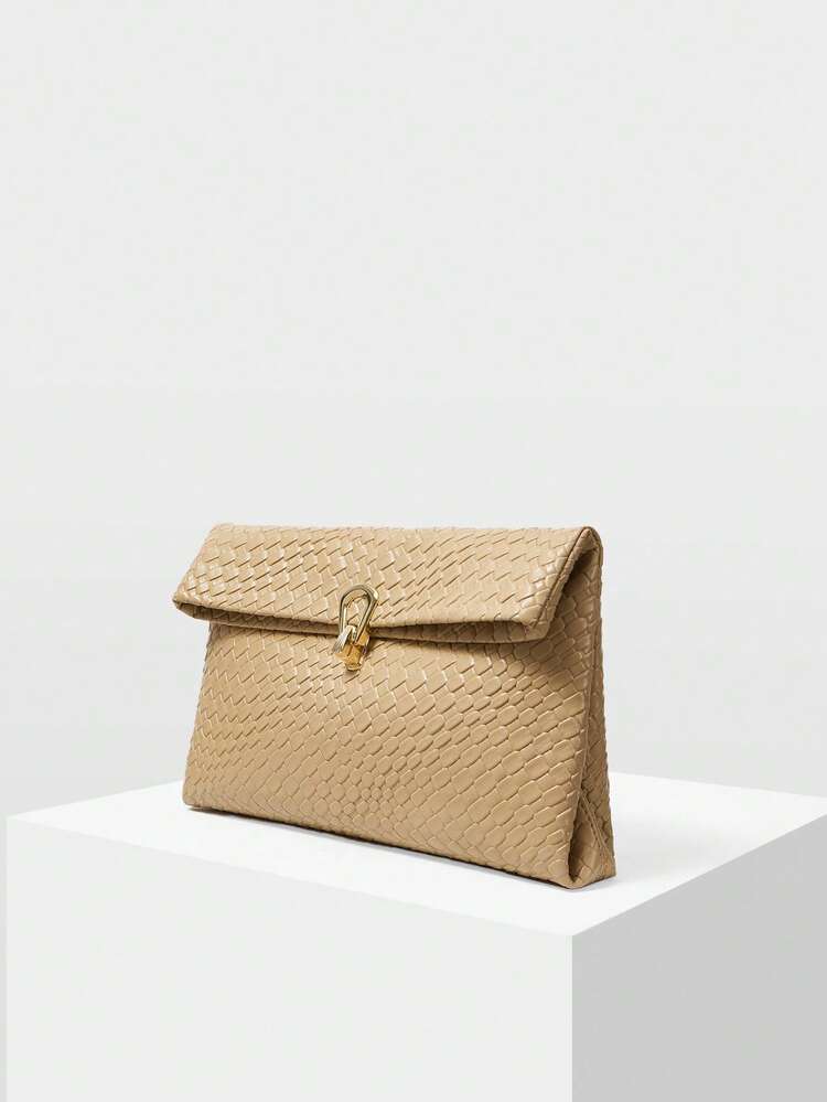 LADIES WOVEN EMBOSSED PU CLUTCH BAG, EXQUISITE COMMUTER DAILY SQUARE ENVELOPE BAG