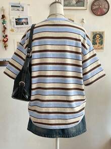 Lalippa Áo thun nữ dáng rộng, cổ tròn, vai rớt, in kỹ thuật số họa tiết Giải bóng đá thế giới, phong cách tối giản, thời trang, thích hợp làm quà tặng cho bạn bè. - Nhiều màu - Xem 2