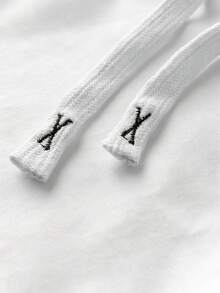 Claim Dot Pantalones cortos sueltos para hombres con estampado de expresión y cintura con cordón - Blanco - Ver 4