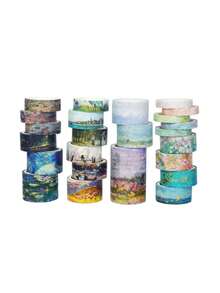 梦幻多色和纸胶带套装，金色箔片点缀，DIY装饰贴纸卷，适用于日记、剪贴簿、计划本、手工制作，自粘耐用，纸艺用品，礼品创意 - 彩色 - 查看 3