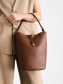 SHECARRY Women's Casual Bucket Shoulder Bag, Suitable For Daily Commute - Brown - View 2
