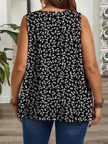 EMERY ROSE Plus Size Loose Fit Pleated Wide Strap Camisole And Tank Top, Suitable For Spring And Summer Plus Size Vest Tops Women's Tops And Blouses Women Plus Size Tops Women's Tops For Summer - Multicolor - View 2