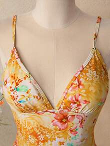 Bellisia 26SS 女士渐变扎染印花吊带泳衣套装，春夏海滩度假 - 橘色 - 查看 5