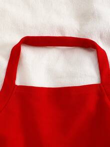 Đầm bé gái, chất liệu vải dệt kim, cổ yếm, màu đỏ, thích hợp mặc hàng ngày và dự tiệc, hàng mới về mùa xuân/hè. - Đỏ - Xem 3