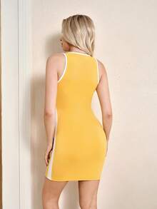 LOONEY TUNES X SHEIN Đầm ngắn nữ thích hợp mặc hàng ngày - Màu vàng - Xem 2