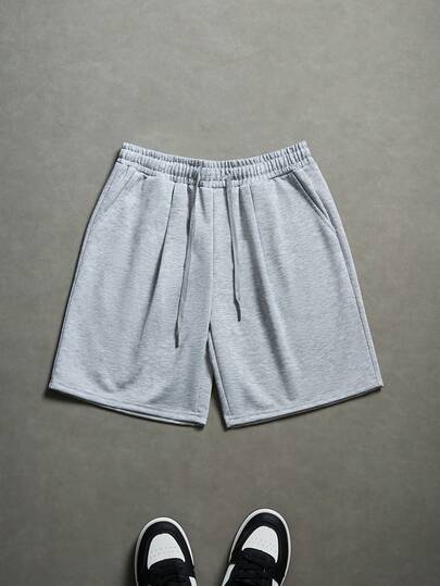 PAVTROS 年轻休闲褶裥贴袋灰色男士短裤