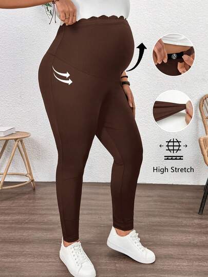 SHEIN Quần bầu cỡ lớn, màu trơn, độ co giãn cao, cạp có thể điều chỉnh.