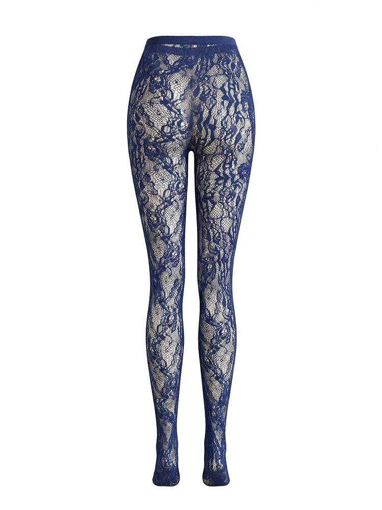 Blue Sexy Vintage Style Lace Tights Pantyhose Women Pattern Tights Women's Tights Lace Leggings Tights For Ladies