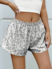 Muchica Women's Leopard Print Knit Wide Leg Shorts - Multicolor - View 1