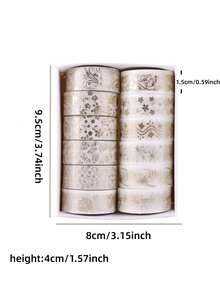 Bộ băng dính Washi dập nổi ánh vàng phong cách tự nhiên, nhãn dán trang trí sáng tạo cho sổ tay, đồ thủ công DIY, album ảnh, ốp điện thoại, laptop, đồ dùng gói quà thẩm mỹ. - Vàng - Xem 4