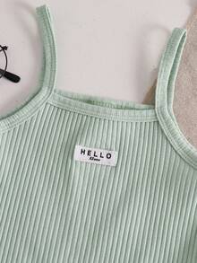 SHEIN Playful Pals 3件套女婴度假休闲纹理面料套装，包括衬衫、短裤和连体衣，适合日常度假和夏季穿着。 - 綠色 - 查看 7