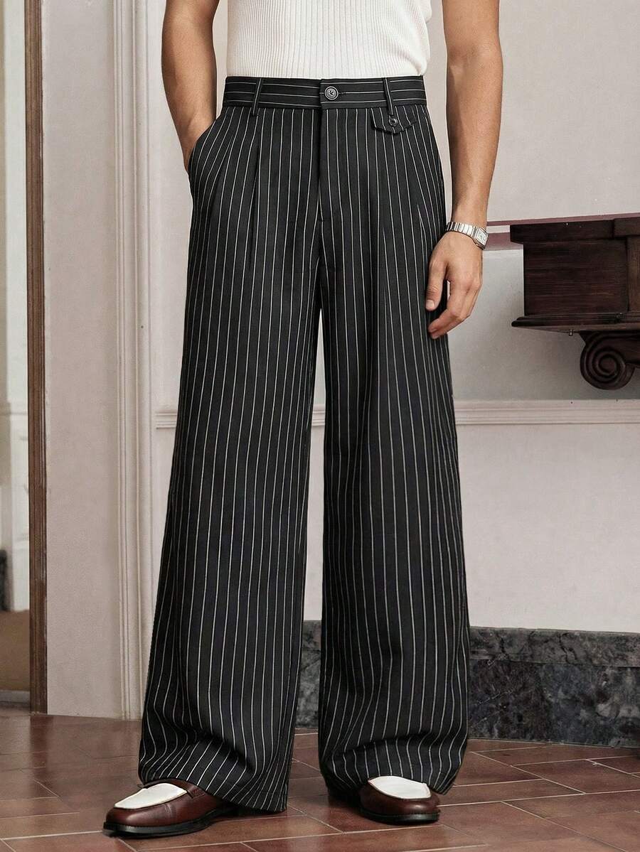 SWAVVY Pantalones casuales rectos y sueltos con bolsillos, versátiles para hombres