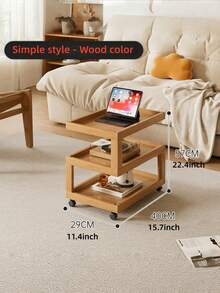Mesa lateral de sala de estar de diseño geométrico estético de madera sólida, mesa de noche de madera de alcanfor, mesa de noche móvil con estantería de cabecera, mesa lateral pequeña de bambú simple y moderna, gabinete de almacenamiento multifuncional creativo para uso doméstico, estantería de almacenamiento para la sala de estar. - Multicolor - Ver 11