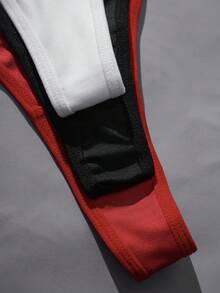 3pcs Women's Panties Set, Black/Red/White Bat Embroidery Thong: Cute Pattern + Thin Strap Design, Stylish Personality Attractive Lingerie Set For Petite Ladies (3pcs) - Multicolor - View 5