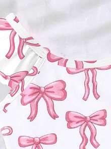 SHEIN Baby Girls' Cute Pink Bow Decor Flutter Sleeve One-Piece Swimsuit, Fashionable Casual Swimwear, Suitable For Girls, Swimming, Vacation, Beach, Pool, Photography, Summer Holiday Gift Baby Girl 3 Month OldBathing Suits Ruffle Sleeve Onsie Puppy Keep Baby Girl Bathing Suit Cap Sleeve Romper Swimsuit Beach Clothes - Pink - View 6
