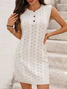 SHEIN Holidaya 扭纹迷你性感女装 - 白色 - 查看 4