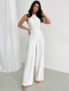Firerie Eleganter, moderner Pendler-romantischer Date-sexy Party-Strandresort-Jumpsuit mit Trägerhals, rückenfreiem Design, geraffter Taille und weitem Bein, geeignet für Festivals, Valentinstag, Hochzeitssaison, Musikfestivals - Aprikosenfarben - Übersicht 9