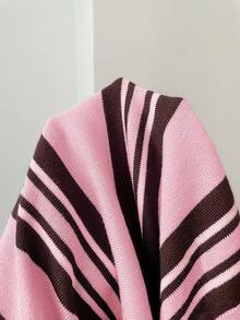 SHEIN EZwear 女士休闲日常条纹多色毛衣 - 粉色 - 查看 3