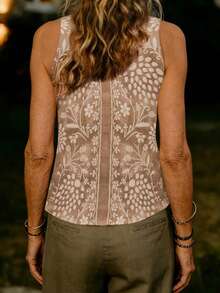 EMERY ROSE Women Minimalist Printed Sleeveless Tank Top - Brown - View 2