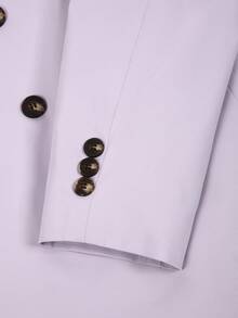 Manfinity Bizformal Men's Matte Purple Double-Breasted Wedding Suit Jacket - Mauve Purple - View 7