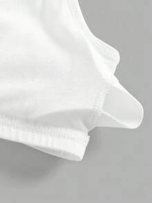 SHEIN 3 piezas Conjunto de lencería básica con cuello en V acolchado y transpirable para niñas preadolescentes, color blanco - Blanco - Ver 6