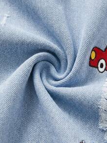 男婴休闲复古水洗翻盖口袋牛仔背带裤，男婴春夏服装 - 淺色水洗藍 - 查看 6