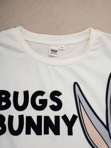 LOONEY TUNES X SHEIN Tween Boy Cartoon Letter Print Crew Neck Short Sleeve Top And Shorts Casual Loungewear Set - Multicolor - View 3