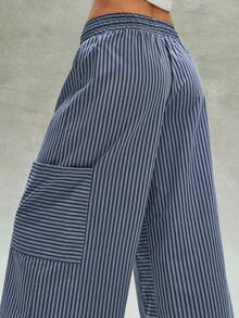 Bohemela Women's Casual Woven Striped Loose Wide-Leg Pants - Multicolor - View 9