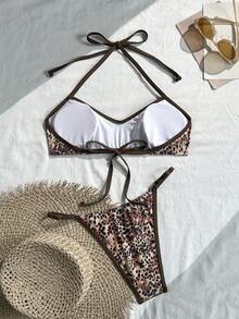 Bonvoyette Áo tắm hai dây họa tiết da báo dành cho nữ, bộ bikini gợi cảm thời trang tôn lên đường cong cơ thể. - Nhiều màu - Xem 3