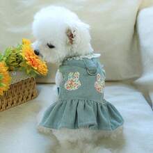 PETSIN 1pc Pet Dress, Embroidered Cute Rabbit Vest Dress, Cat/Dog Universal Clothing, Spring Clothing With Pull Tab - Multicolor - View 19