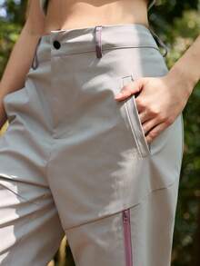 In My Nature Women's Contrast Color Zipper Pocket Casual Outdoor Pants Hiking Pants For Women Walking Trousers For Women Outdoor Outfit For Women - Light Grey - View 5