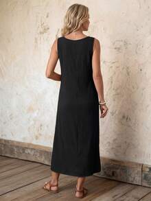 EMERY ROSE 纯色背心裙 - 黑色 - 查看 2