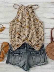 SHEIN LUNE 女士吊带背心，适合春夏穿着，碎花图案，女士度假装，妈妈背心 - 彩色 - 查看 2