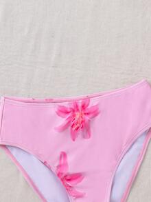 SHEIN Tween Girls' Floral Print Swimsuit Set - Multicolor - View 11