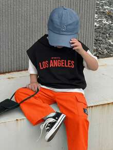 SHEIN Little Byeori 2pcs Kids Boy Casual Korean Style Letter Print Graphic Hoodie T-Shirt And Straight Loose Solid Color Sweatpants Set, Suitable For School, Garden, Beach, Birthday, Spring, Summer, Autumn, Winter Summer Outfits Y2k Vacation Tendencias Ss26 Goth Gothic Streetwear Sumwon Burgundy Holiday Vintage Boho Festival Gras Party Cute Birthday Boys Modest Casual Cozy Orange Two Piece Set Boys Boys Short Sleeved Shirts Boys Summer 2 Piece Sets Boys Loose Fit Outfit - Multicolor - View 6