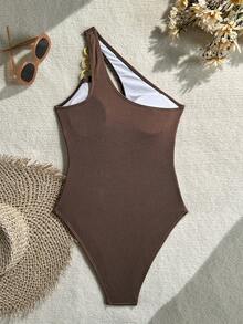 Swim SXY Áo tắm liền thân nữ màu trơn, khoét eo, không tay, thích hợp cho mùa hè. - màu nâu - Xem 2