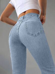 98%Cotton Slim Fit Flared Jeans - Light Wash - View 5