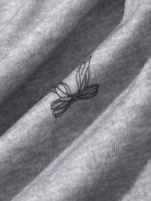 DAZY 少女蝴蝶印花长袖纽扣上衣、吊带背心和裤子睡衣套装 - 灰色 - 查看 3