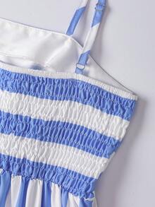 GlowEve Women's Striped Ruffle Hem Casual Maxi Slip Dress - Blue and White - View 6