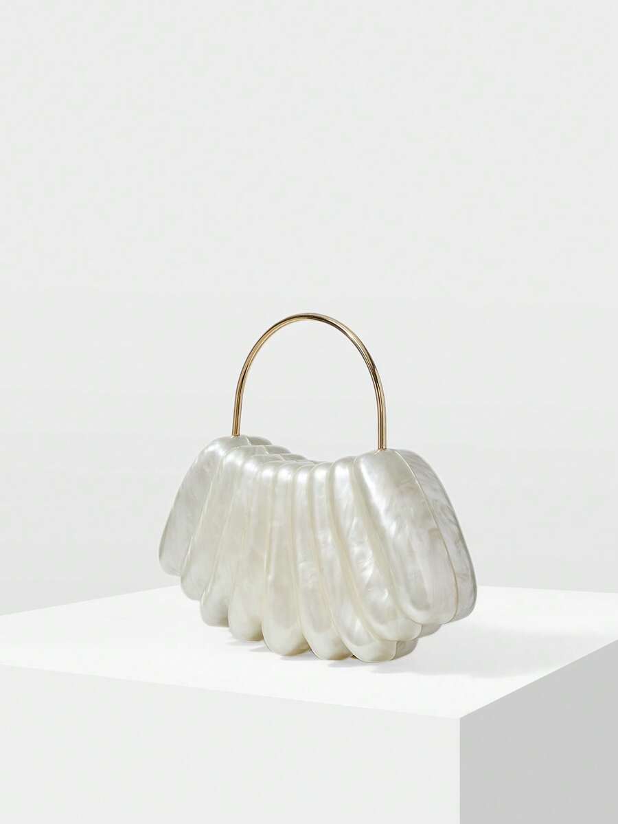 MOTF 时尚气质晚宴包，精致约会派对手提包 - 米色 - 查看 2