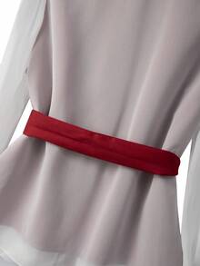 GlowEve CURVE Bộ đồ 2 món cỡ lớn gồm áo tay dài và quần ống rộng phối màu, áo kiểu đỏ tía, trang phục đỏ trắng, áo đỏ, bộ đồ đỏ cho nữ, bộ đồ màu đỏ sẫm cho nữ, quần ống rộng màu đỏ cho nữ. - Màu Đỏ Sâu - Xem 5