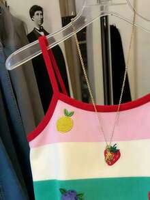 Resyla Women's Colorful Striped Fitted Cropped Camisole - White - View 3