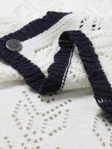 Manfinity CityGents Old Money  Men's Contrast Trim Front Button Pocket Casual Short Sleeve Knit Top Mens Crochet Shirt Net Shirt Mens Mesh Shirt Mens Summer Shirt Blouses For Men Holiday Crochet Shirt Men Resort Wear Men Beach Outfit For Men Top Vintage Outfit For Men Retro Outfit For Men Zipper Holiday / Vacation / Beach / Hawaii / Tropical / Swim /  Bathing  / Wedding / Ceremony / Groom / Graduation / Party / Evening / Dinner  Mens Summer Holiday Clothes Vacation Outfits For Men Outfit For Beach Knit Shirt Men S - White - View 7