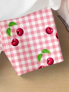 Souflis Souflis Bộ 2 món cho bé gái, gồm áo thun ngắn tay in hình quả anh đào và nơ xinh xắn, cùng quần short kẻ caro hồng trắng, thích hợp cho các hoạt động ngoài trời mùa hè. - Nhiều màu - Xem 4