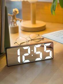 Teckwe LED Digital Alarm Clock, Adjustable Volume, And Night Light Function, Suitable For Both Children And Adults. With A Modern Style Desktop Design And Automatic Dimming Function, It Boasts Large Digital Display, Making It Ideal For Bedrooms And Living Rooms. This Product Does Not Include Dry Batteries And Requires Separate Purchase - Black box white text - View 8