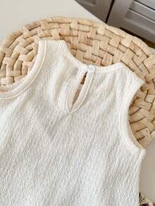 Playful Pals 两件套女童圆领无袖上衣+松紧腰阔腿裤+斜挎包，休闲可爱套装，适合夏季日常穿着 - 杏色 - 查看 8