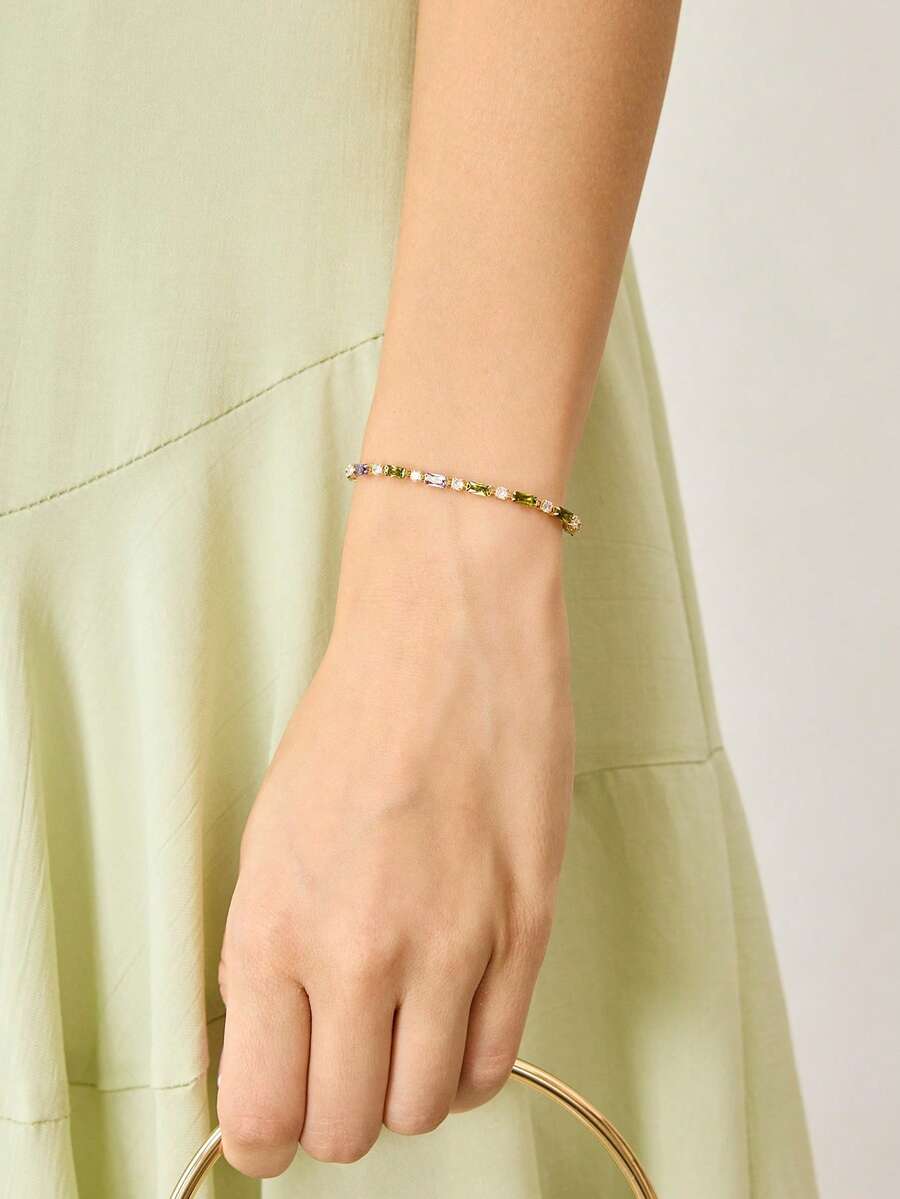 MOTF PREMIUM PRE18K GOLD-PLATED MIXED COLORED GEMSTONES IRREGULARLY SORTED DELICATE TEMPERAMENT BRACELET - Multicolor - View 2